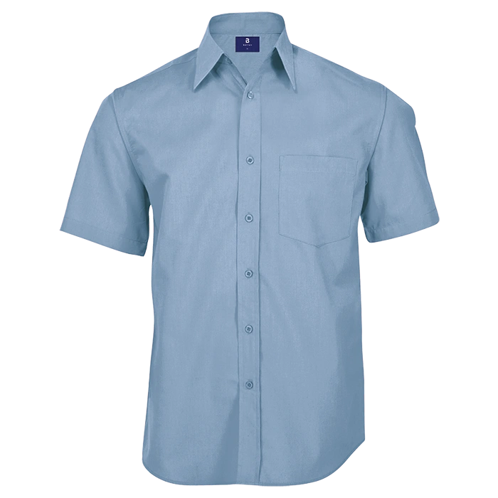 BARRON MENS BASIC POLYCOTTON SHIRT S/S PALE BLUE