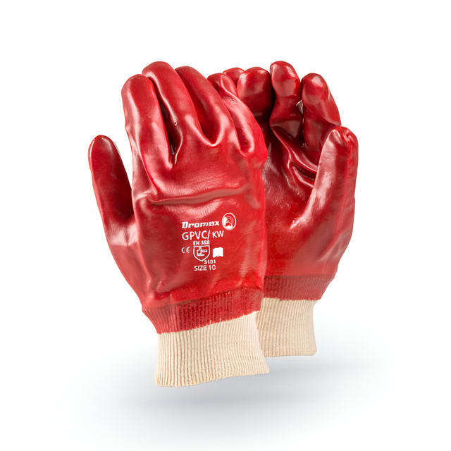 Dromex Gloves PVC Short Red Knit Wrist