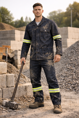 MR ENGINEER JACKETS DENIM 100% COTTON WITH  REFLECTIVE