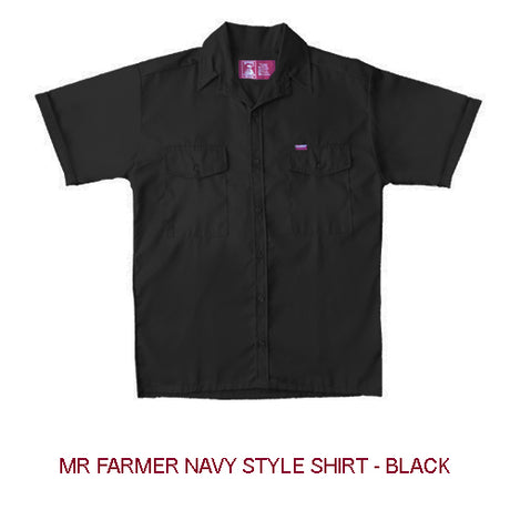 MR FARMER NAVYSTYLE SHIRT 65/35 240G S/S BLACK