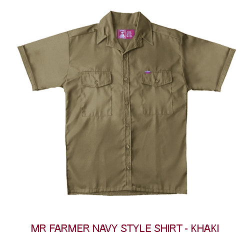 MR FARMER NAVYSTYLE SHIRT 65/35 240G S/S KHAKI