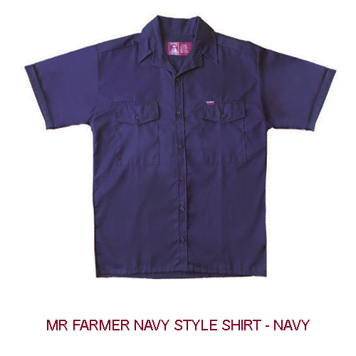 MR FARMER NAVYSTYLE SHIRT 65/35 240G S/S NAVY