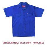 MR FARMER NAVYSTYLE SHIRT 65/35 240G S/S ROYAL BLUE