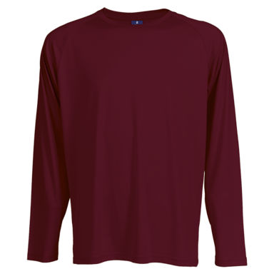 Maroon long-sleeve shirt on a transparent background