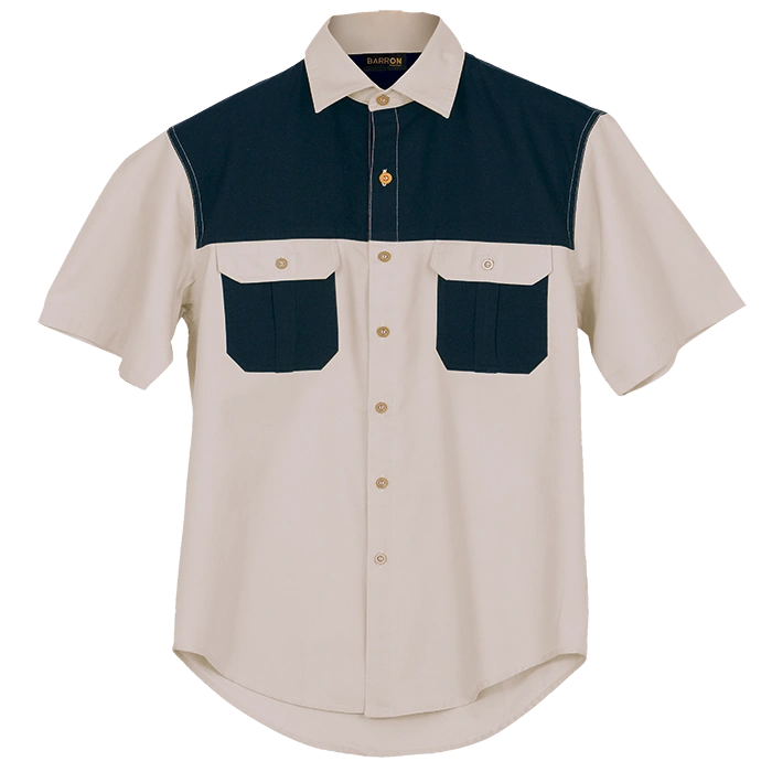 barron-mens-two-tone-bush-shirt-ss-StoneNavy