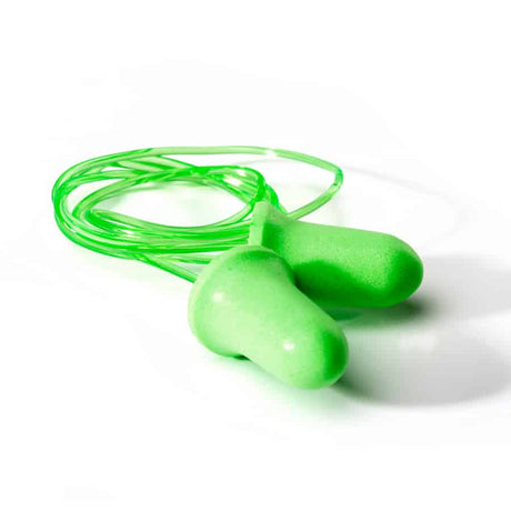 DROMEX DISPOSABLE EARPLUG CORDED BELL PU FOAM GREEN