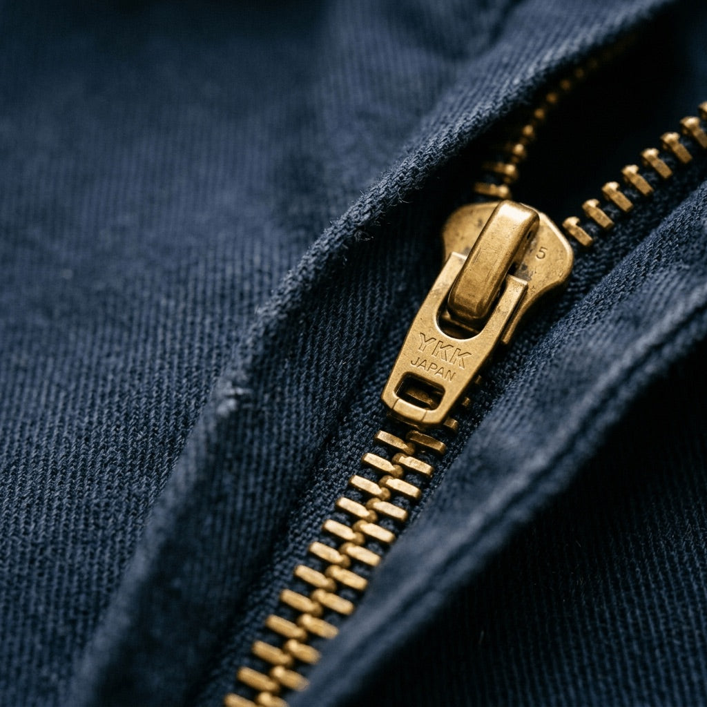 Concealed brass YKK zipper