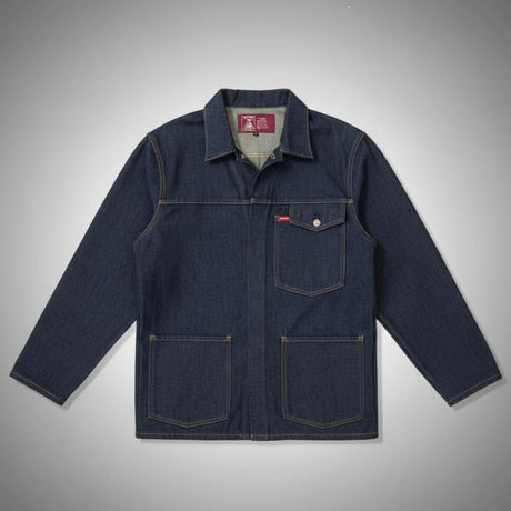 denim jacket on grey background