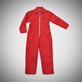 Red kids coverall on a gray background